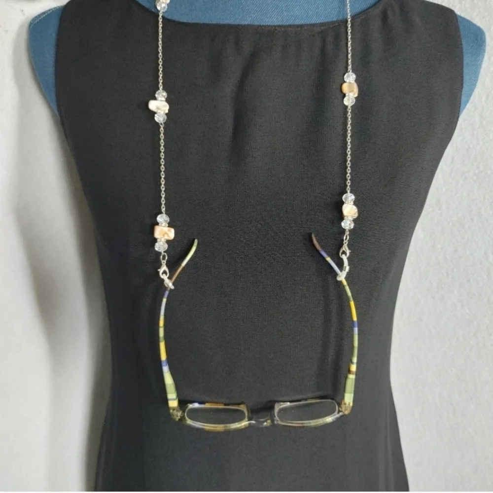 Silver with Natural Stone Multi Use Chain Mask Eyeglass or ID Holder New